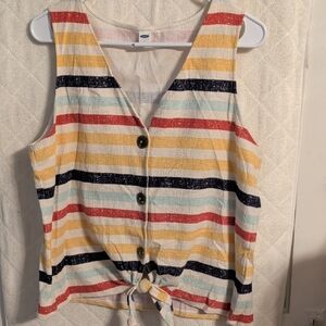 Old Navy Multicolor Striped Tie-Front Tank Top